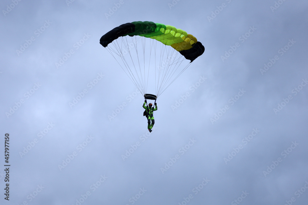 Skydiving. Parachute piloting. A parachute is in the sky. Skydiving. Parachute piloting. A parachute is in the sky.