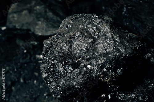Photos Black coal stones close-up