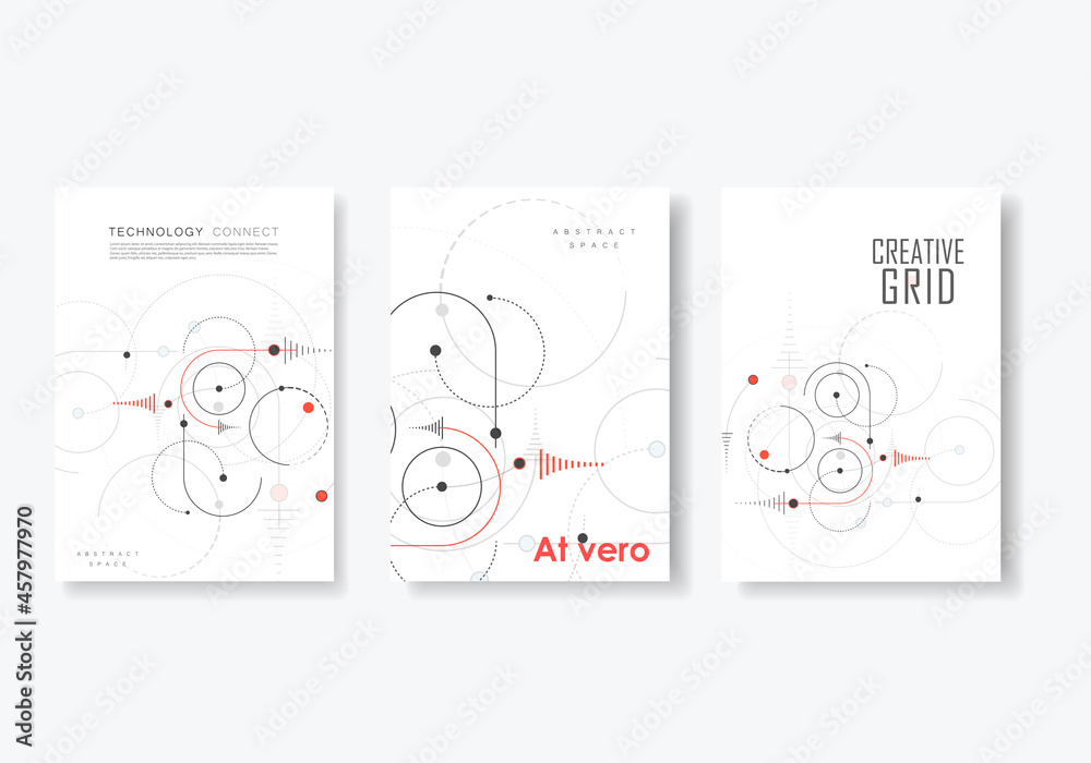 Vector graphic circle lines connection. Modern dotted design. Technological pattern. Rounded scheme shapea style