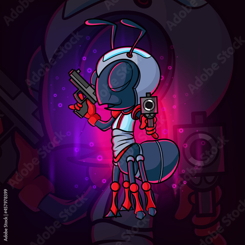 The cool shooter ant esport mascot design