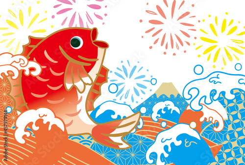 めで鯛　おめでたい背景イラスト