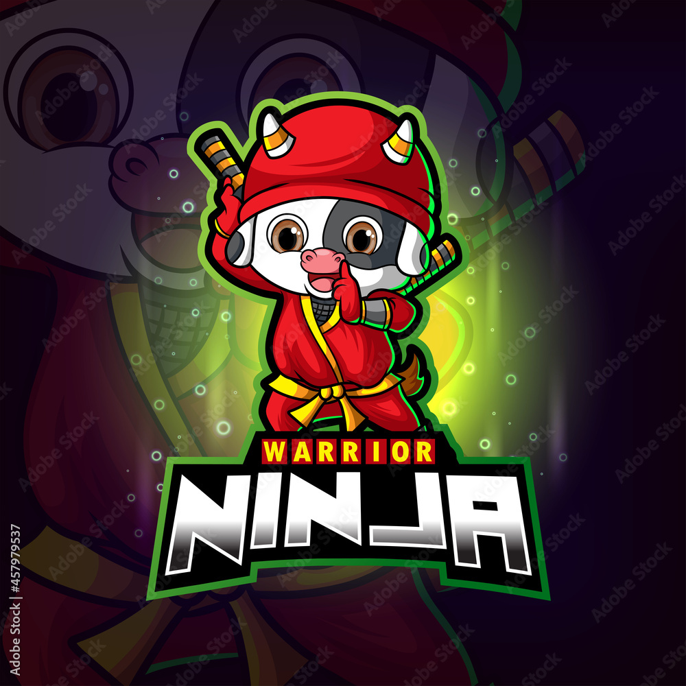 The ninja warrior cow esport mascot design The ninja warrior cow esport mascot design