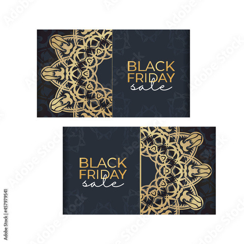 Celebratory advertising sale of black friday dark blue with a Greek ornament