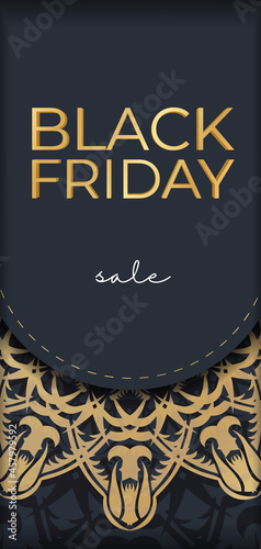 Celebratory advertising sale of black friday dark blue with a Greek ornament