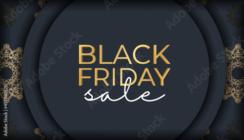 Poster for black friday dark blue with a Greek gold pattern