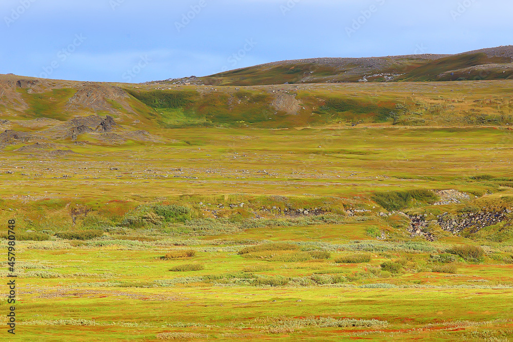 Obraz premium peninsula middle fishing landscape kola, mountains and hills stones view