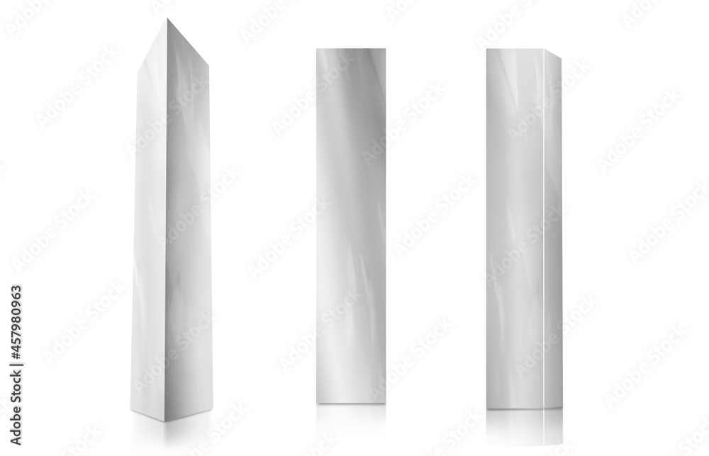 Monolith 3D design 3 angles isolated on white background Monolith 3D design 3 angles isolated on white background