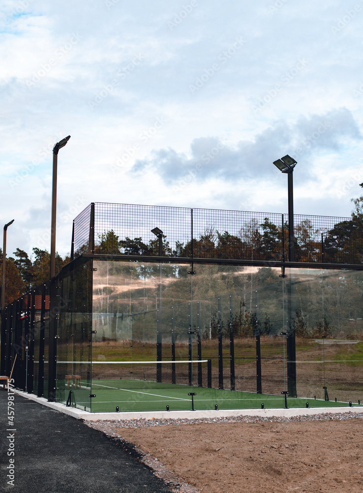Paddle court outside in Sweden a cloudy day Paddle court outside in Sweden a cloudy day