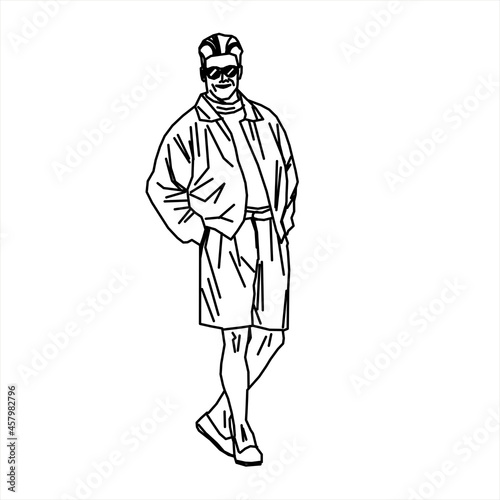 Vector design of a cool and uniquely dressed teenage boy sketch