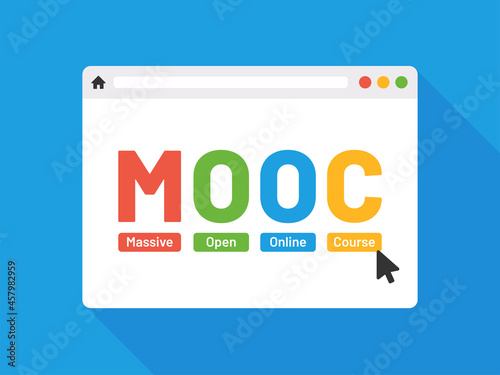 MOOC online courses on web browser icon. Massive open online course symbol