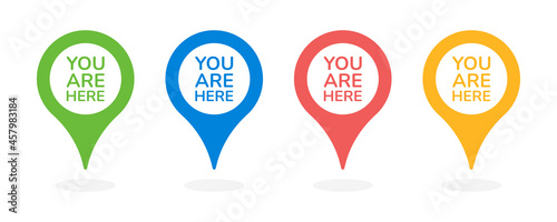 You are here sign icon mark. Map pin symbol vector illustration. photo