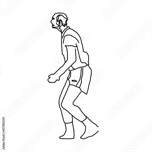 Fototapeta Naklejka Na Ścianę i Meble -  Vector design of a sketch of a person about to jump