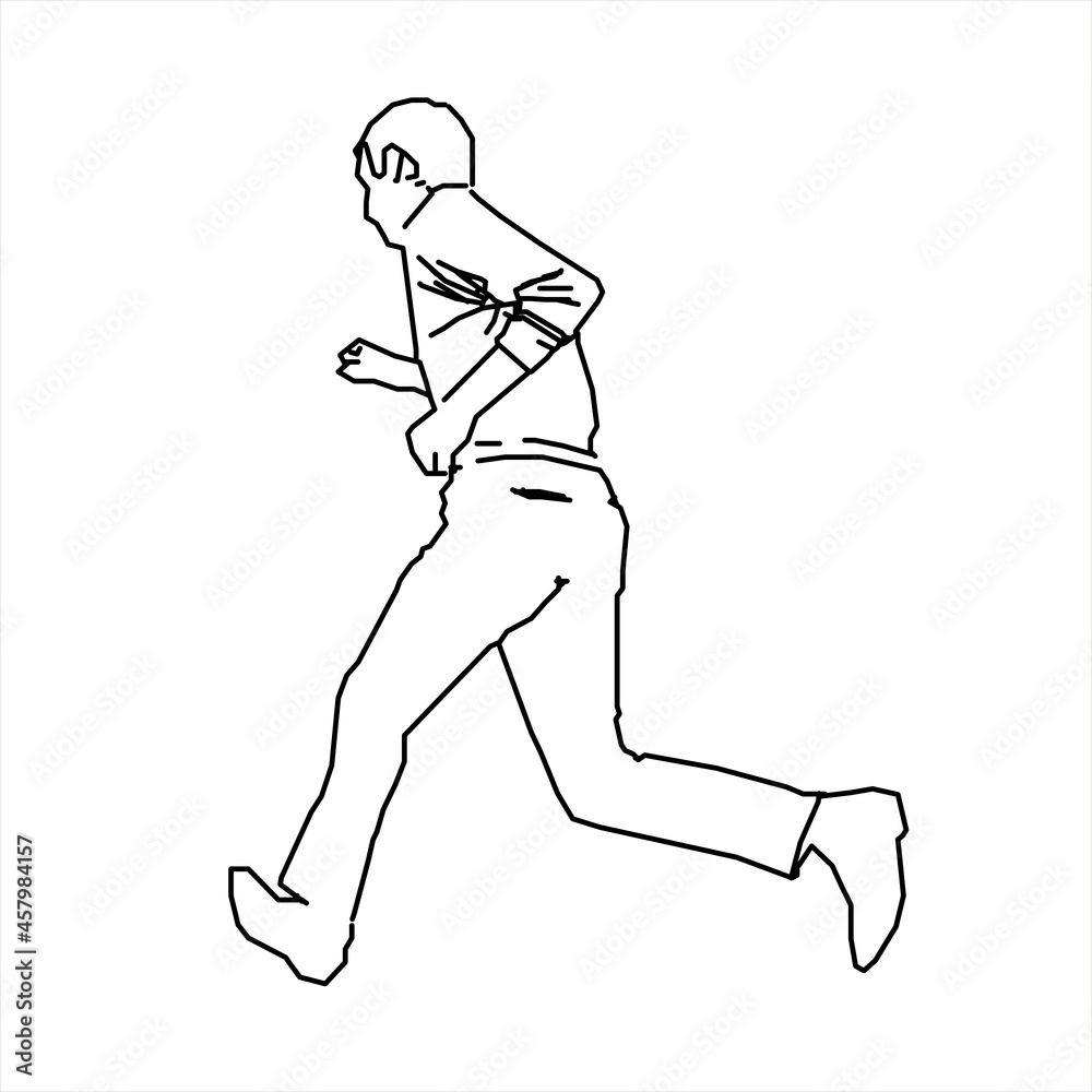 Vector design of a sketch of a person running towards the right side Vector design of a sketch of a person running towards the right side