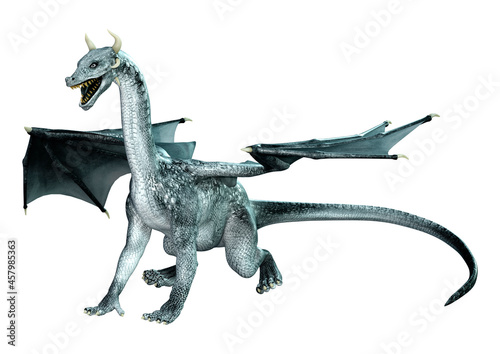 3D Rendering Fairy Tale Dragon on White