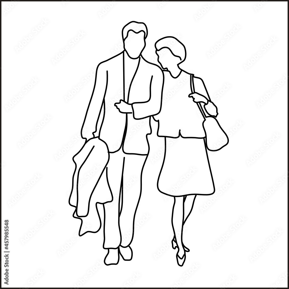 Vector design sketch of a husband and wife about to go home