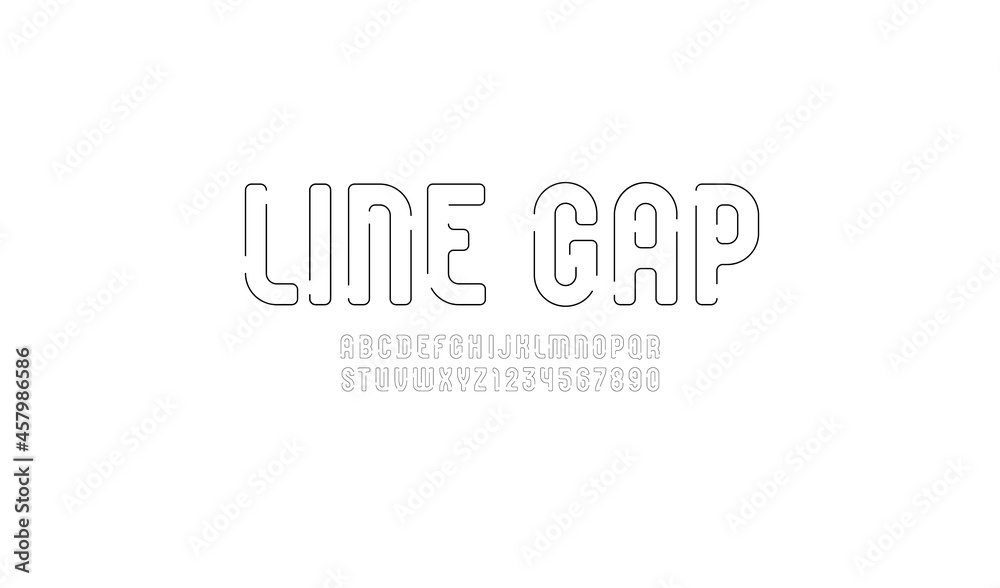 Alphabet with gap, modern font from thin line