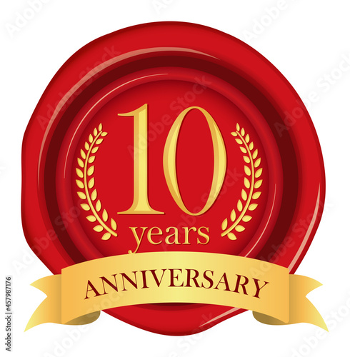 Anniversaries sealing wax  icon illustration ( 10th anniversary)