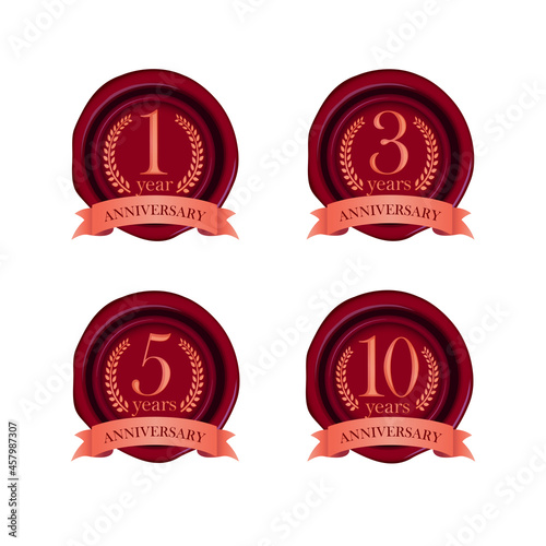 Anniversaries sealing wax  icon illustration set