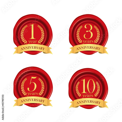 Anniversaries sealing wax  icon illustration set