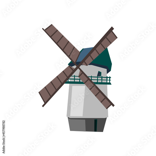 One dutch windmill in realistic style vector illustration isolated