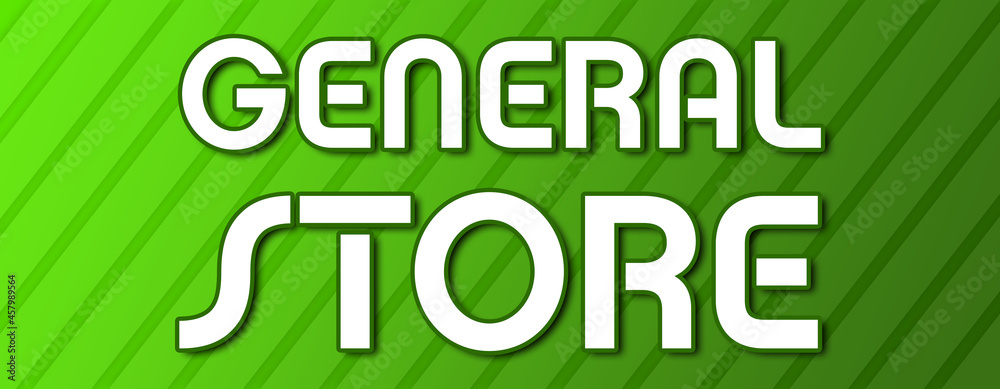 Fototapeta premium General Store - text written on green background with abstract lines