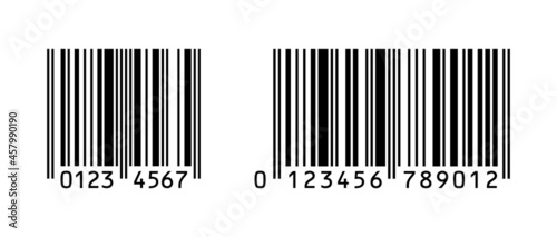 EAN-8 and EAN-13 barcodes isolated on white background. Vector photo