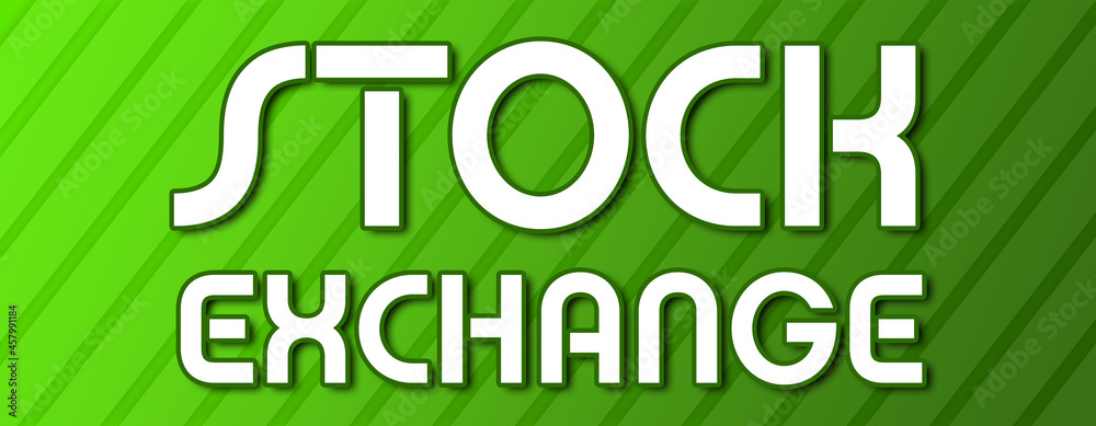 Fototapeta premium Stock Exchange - text written on green background with abstract lines