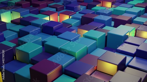 3D blocks pattern maze cube HD wallpaper