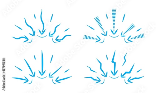 External pressure, psychological stress, concentration, deepening, point of maximum attention. Multiple arrows pointing center icon in line style. isolated . Vector illustration