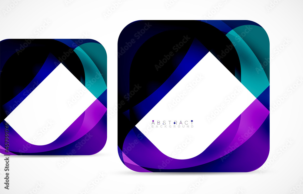 Minimal background. Abstract square shape with round corners created with wavy forms. Vector Illustration For Wallpaper, Banner, Background, Landing Page Minimal background. Abstract square shape with round corners created with wavy forms. Vector Illustration For Wallpaper, Banner, Background, Landing Page