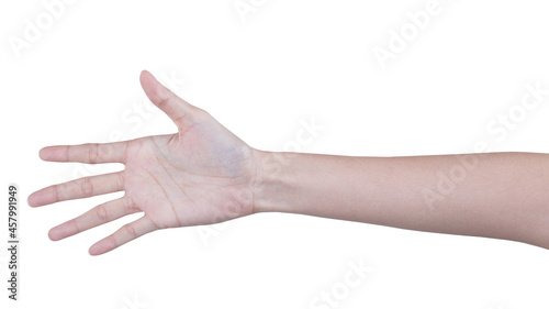 Female beautiful talent hand, arm fingernails fingers in good shape skin figure gesture, isolated © Jade