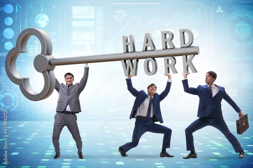 Fototapeta premium Concept of hard work with key and businessman
