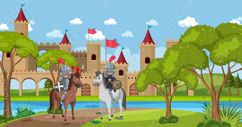 Knight in front of castle