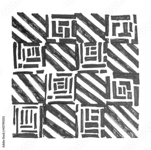 Square line marker hand made pattern. Abstract geometry pattern