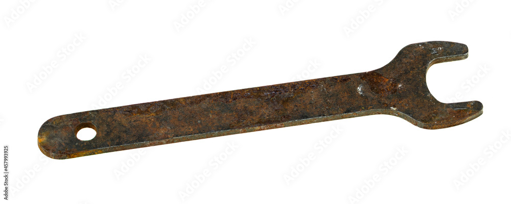 An old wrench isolated on a white background