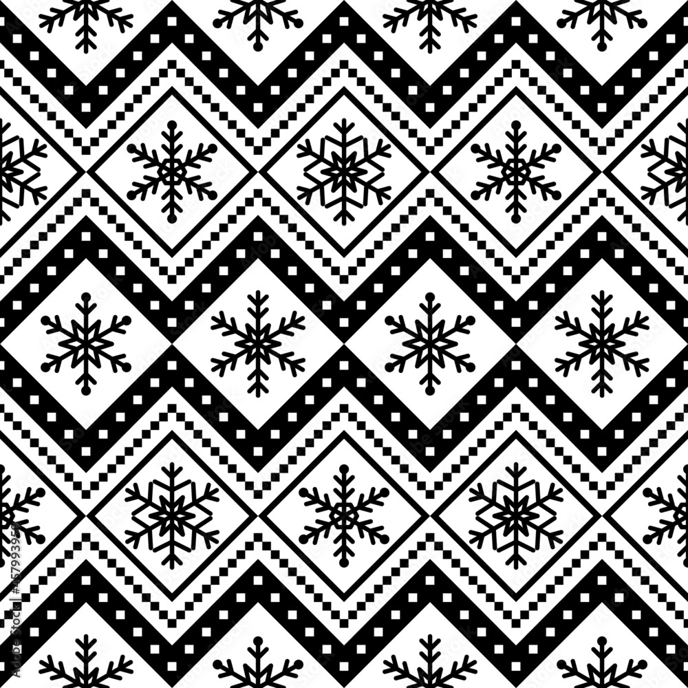Holidays vector pattern, Christmas seamless pattern, winter pattern with snowflakes