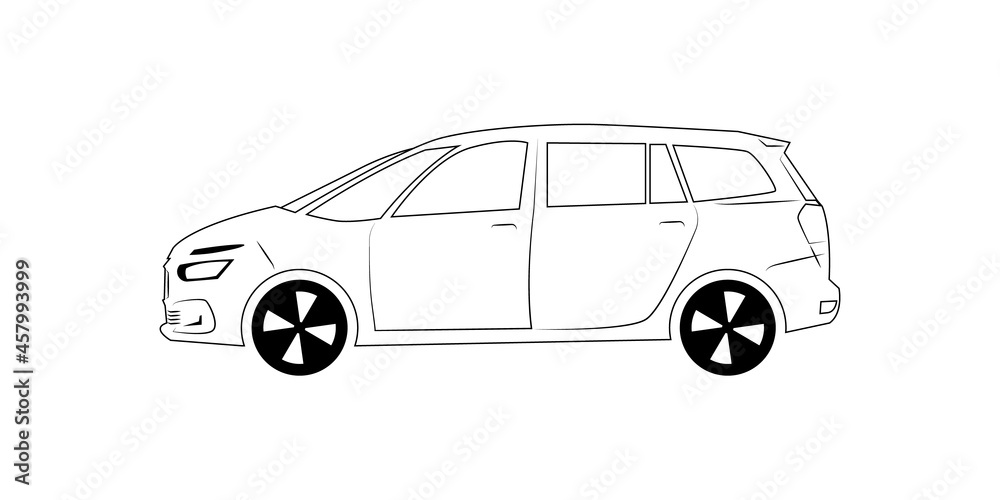 Car Icon sedan universal. vector line illustration