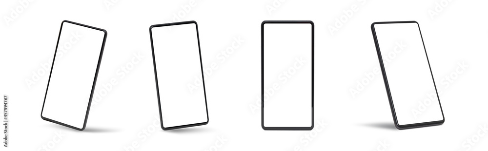 Mobile device mockup set. Smart phones isolated Mobile device mockup set. Smart phones isolated