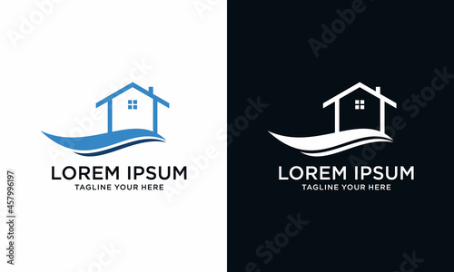 river house home water wave mortgage logo vector icon illustration