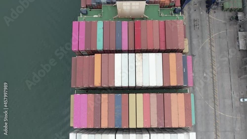 A container ship getting unloaded in Ensenada, Mexico