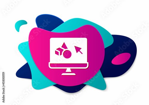 Color 3D printer software icon isolated on white background. 3d printing. Abstract banner with liquid shapes. Vector