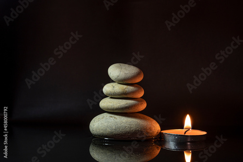 zen stones and candle