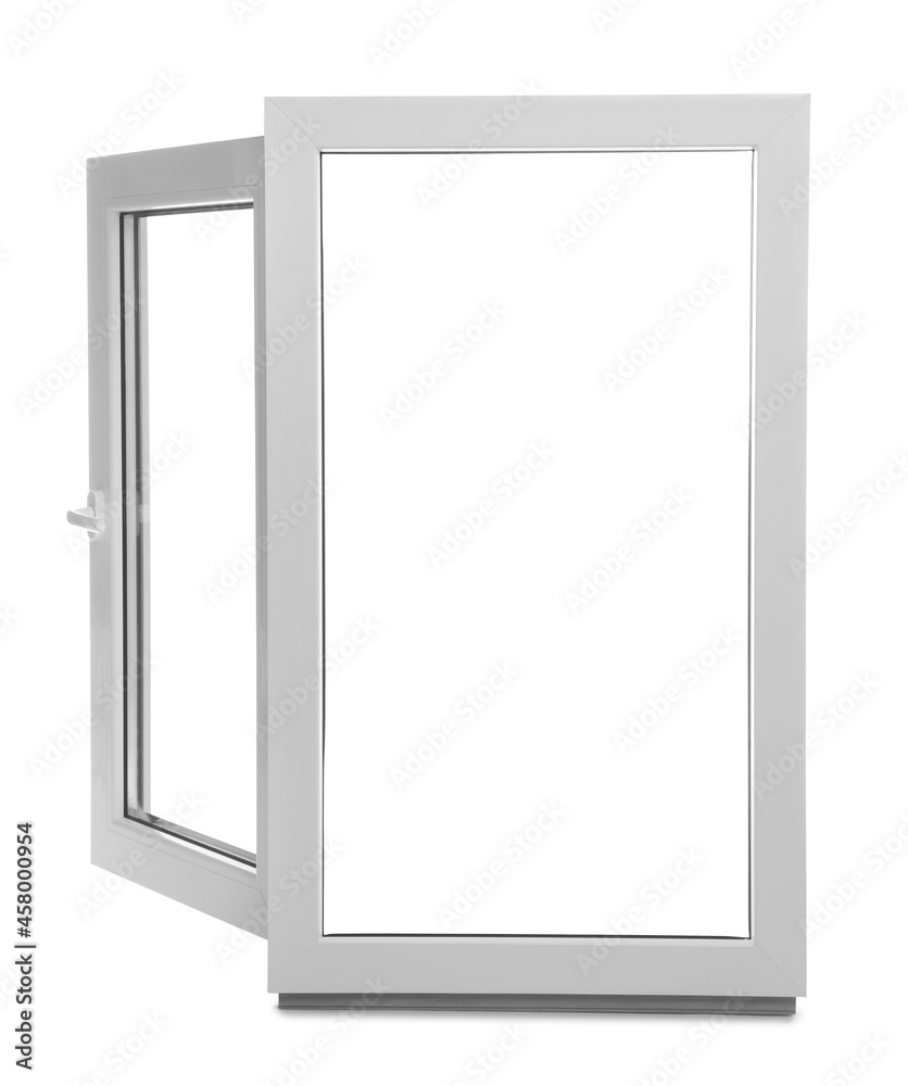 New modern single casement window isolated on white New modern single casement window isolated on white