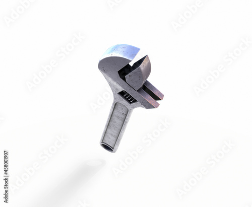 Adjustable wrench 3d render isolated on white background without a shadow