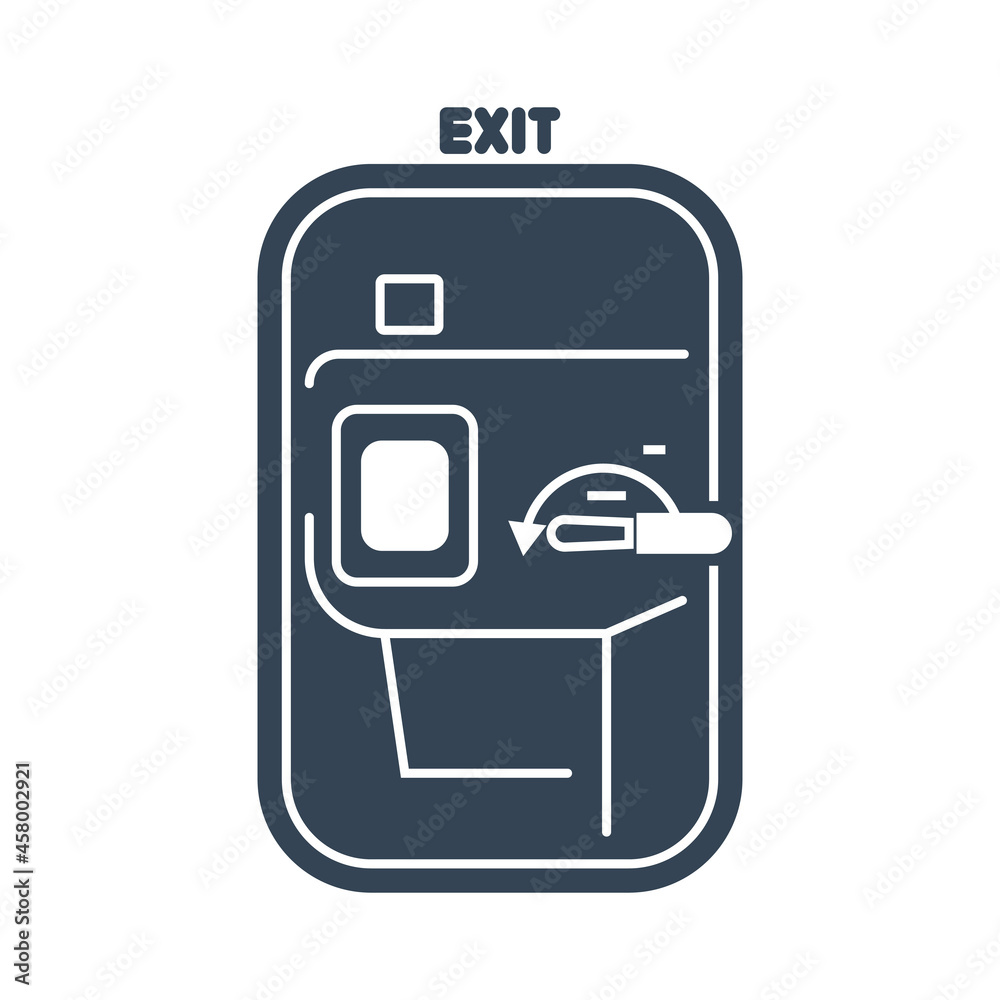 Vector black icon airplane interior, door exit on the plane Vector black icon airplane interior, door exit on the plane