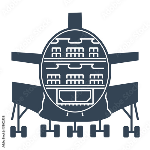 Vector black icon interior of passenger airplane