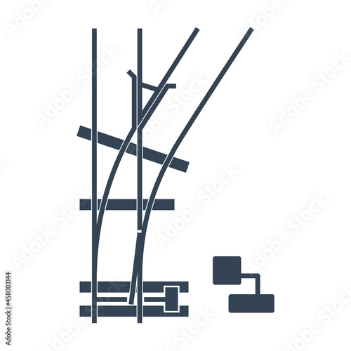 Vector black icon rail transport, railway, railroad switch