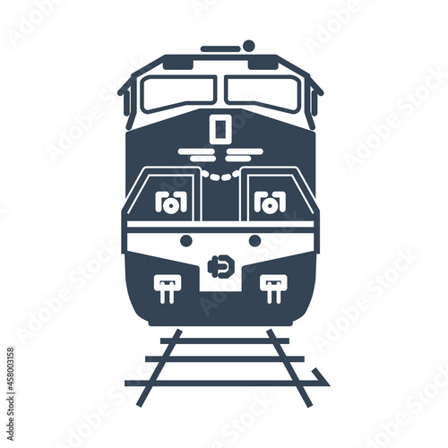 Vector black icon freight and passenger rail transport, locomotive