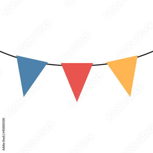 Cartoon colorful holiday flags on the rope.. Vector Illustration