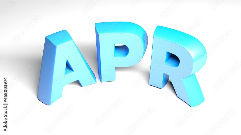APR for APRIL blue write on white background - 3D rendering illustration APR for APRIL blue write on white background - 3D rendering illustration